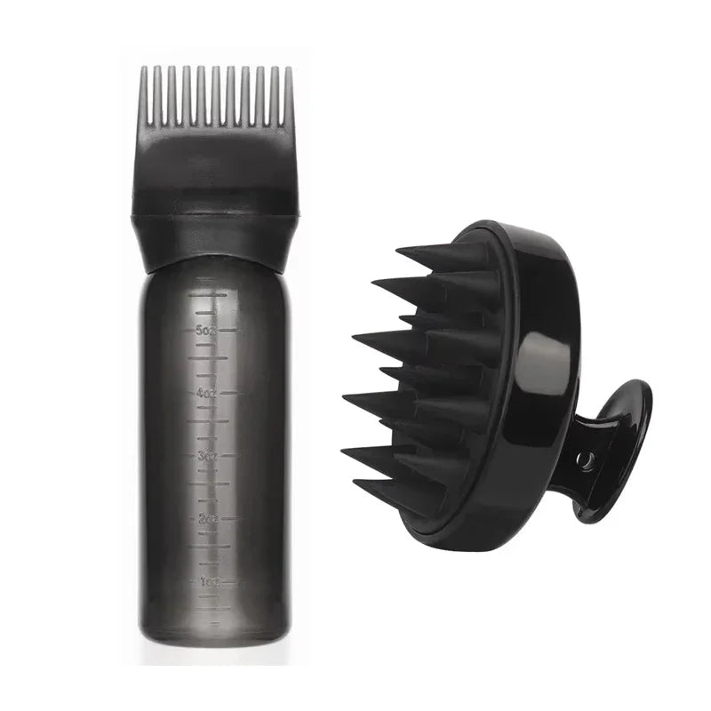 2pcs/Set Silicone Hair Comb with Root Comb Applicator Bottle Set Hair Oil Applicator Shampoo Brush Tint Salon Hair Styling Tools - KiwisLove