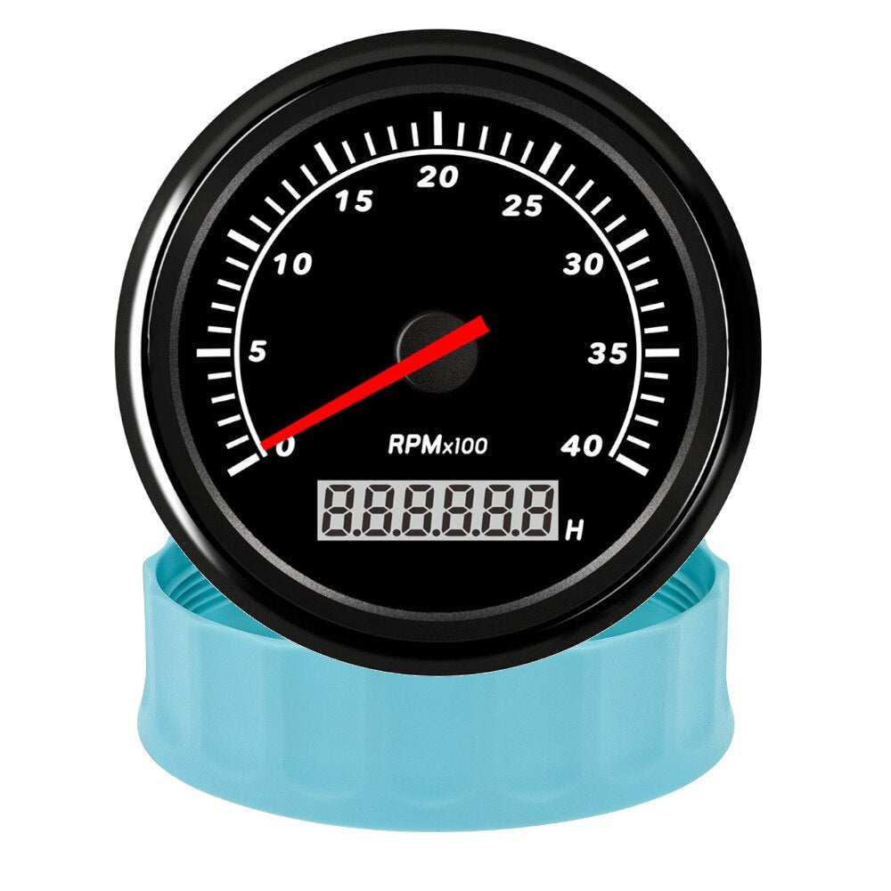 85mm Tacometro Toerenteller 3K/4K/6K/7K/8K Boat Tachometer Diesel Engine Tacho Gauge Hourmeter RPM Sensor Blue / White Shell - KiwisLove
