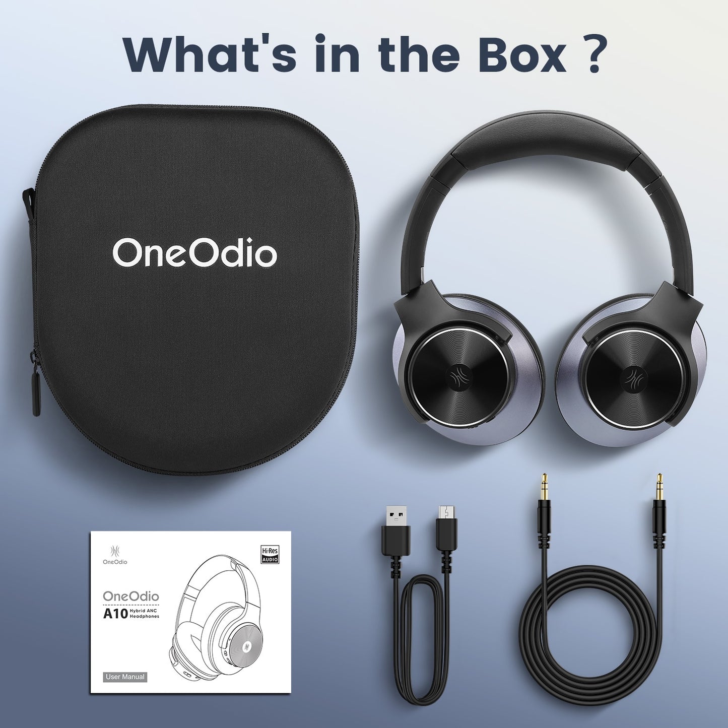 Oneodio A10 Hybrid Active Noise Cancelling Headphones Bluetooth With Hi-Res Audio Over Ear Wireless Headset ANC With Microphone - KiwisLove