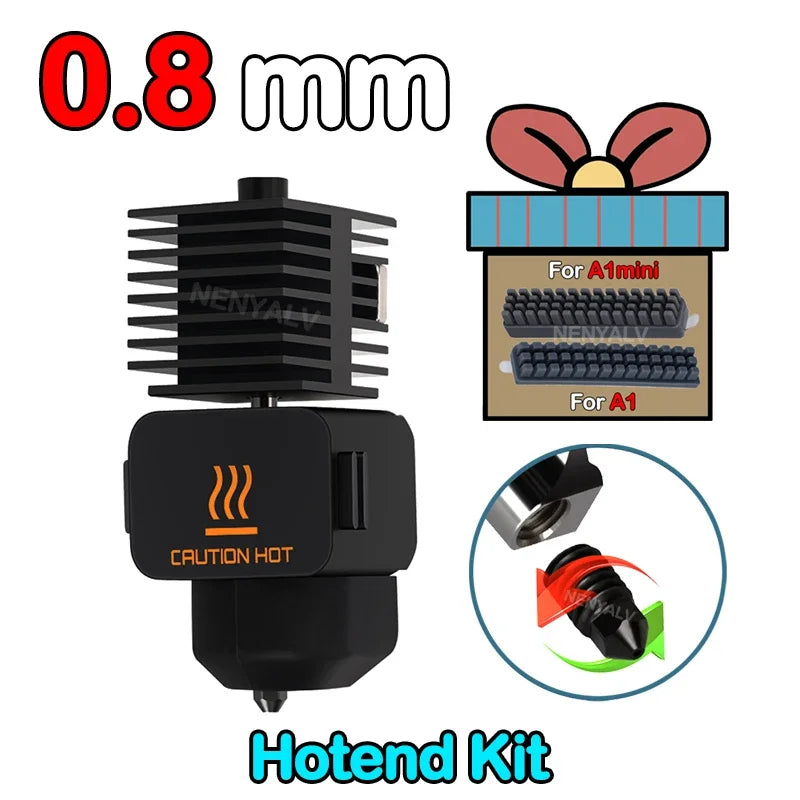 Hotend For Bambu Lab A1 mini Assembly Hotend Kit 0.2 0.4 0.6 0.8MM Replaceable Nozzle For 3D printer Bamboo Lab A1/A1 mini - KiwisLove
