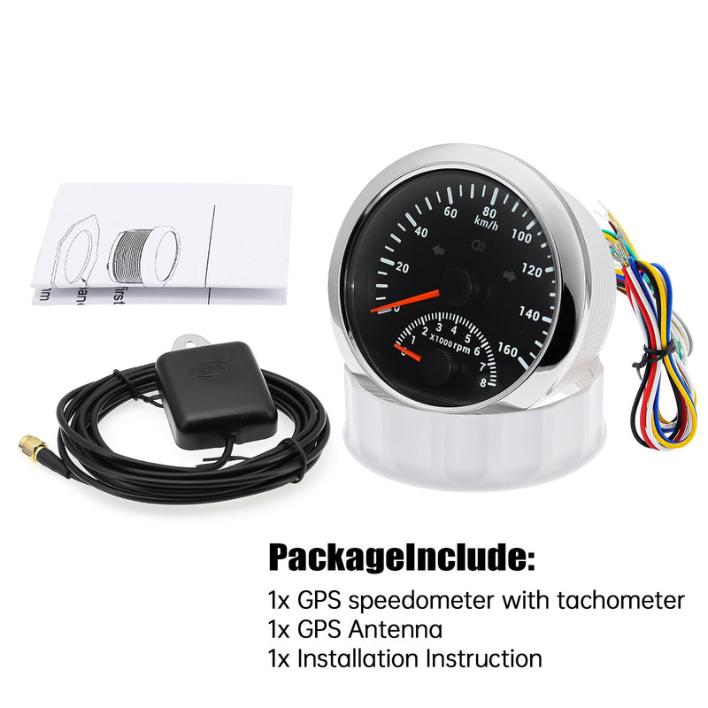 120km/h 200km/h 85mm GPS Speedometer Gauge 0-200MPH GPS Speed meter Odometer With Tachometer 8000 RPM for Car Boat ATV With GPS - KiwisLove