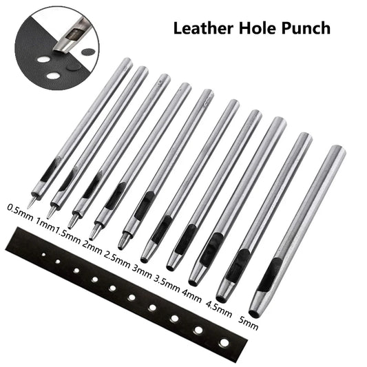 1/10Pcs Leather Hole Punching Tools DIY Handmade Belt Punch Tool Leathercraft Hollow Drilling Puncher Kit