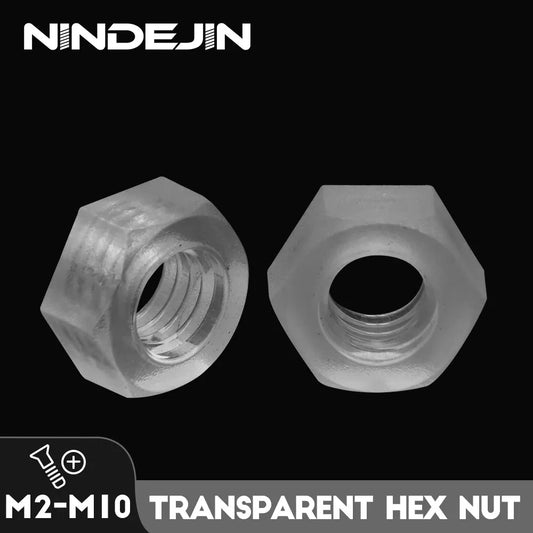 NINDEJIN 10/20pcs Transparent Plastic Hexagon Hex Nut M2 M2.5 M3 M4 M5 M6 M8 M10 Nylon Insulated Acrylic Metric Hexagon Nuts - KiwisLove