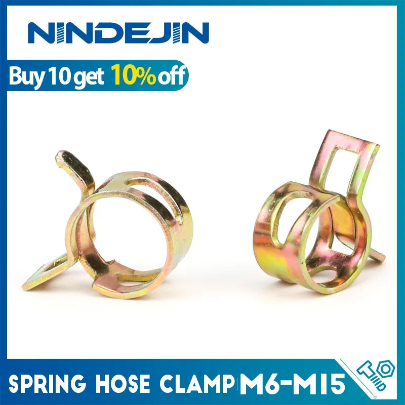 NINDEJIN 20pcs Spring Hose Clamp Fuel Pipe Water Pipe Clamp Silicone Vacuum Hose Pipe M6-M15 Zinc Plated Thicken Clip Fastener - KiwisLove