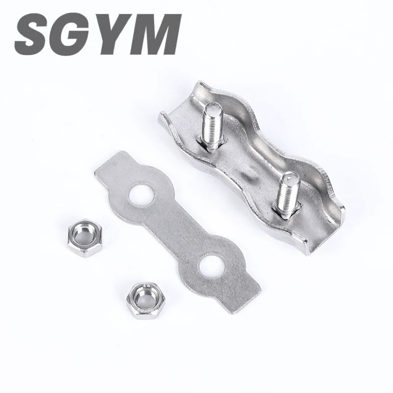 5/12 pcs M2 M3 M4 M5 M6 M8 304Stainless Steel Simplex/Double Post Bolt Clip Wire Rope Cable Clamp Caliper Rope Simple Grip