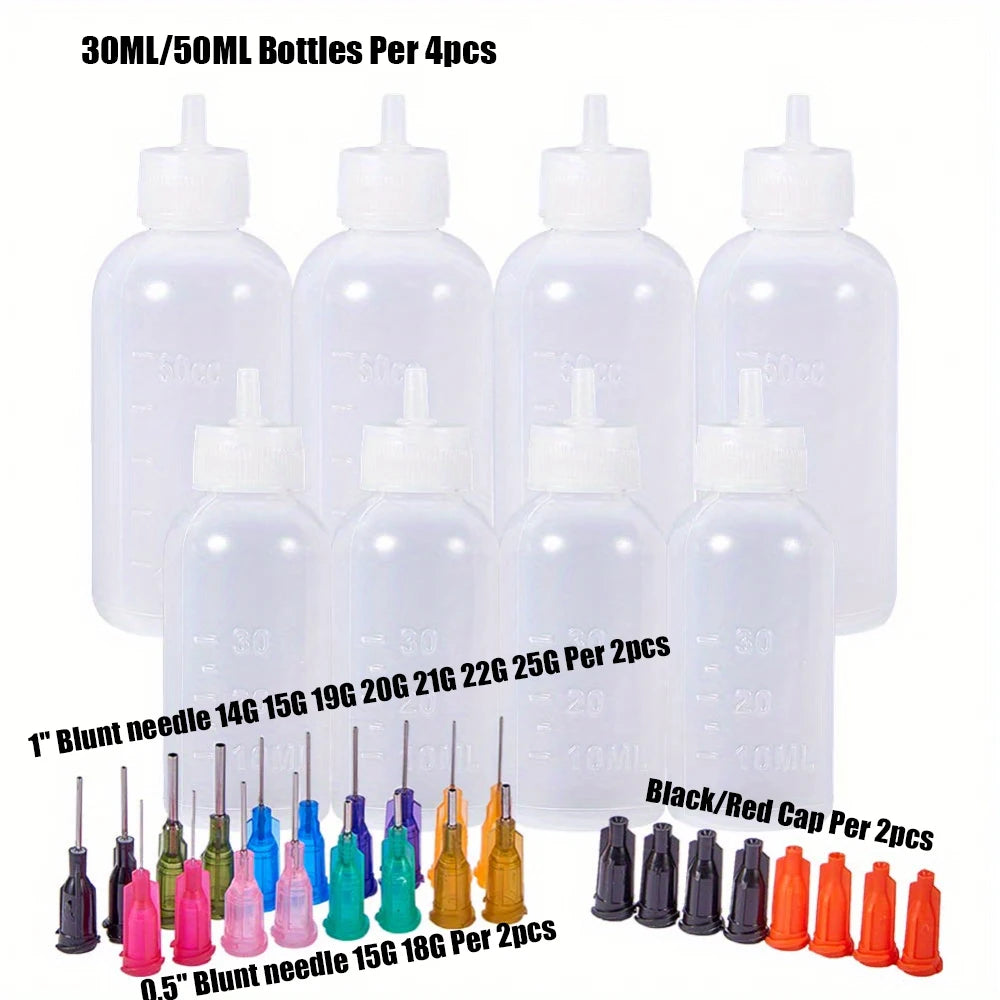 Dispensers Applicator Kit Plastic Squeeze Bottless Dropping Tube Nozzle and Blunt Tip Needle etc Works for Liquid Glue and Ink