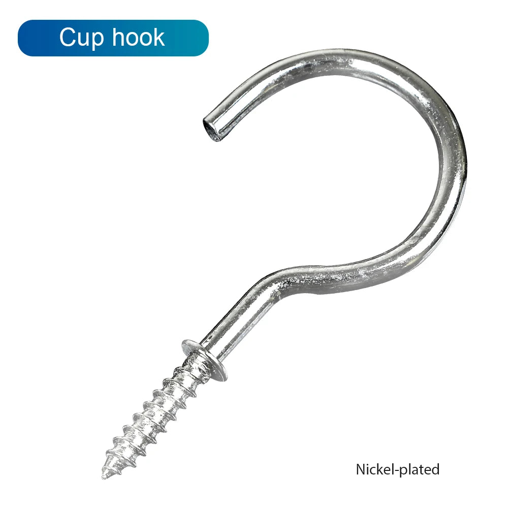 NINDEJIN 5-50pcs Ceiling Screw Hooks Copper Nickel Plated Wall Hanging Screws Kitchen Cup Hook for for Hanging Plants - KiwisLove