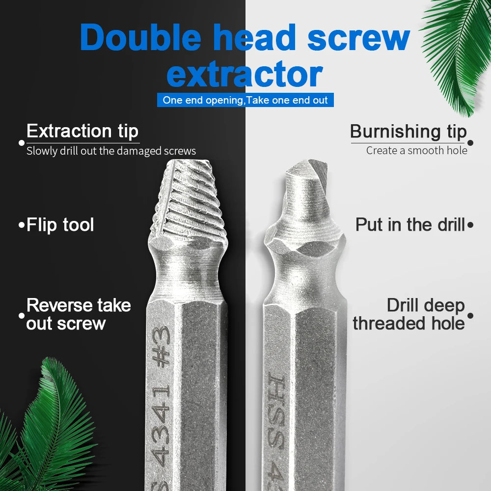 NINDEJIN 4/5/6pcs Damaged Screw Extractor Drill Bit Extractor Drill Set Broken Speed Out Bolt Extractor Bolt Stud Remover Tool - KiwisLove