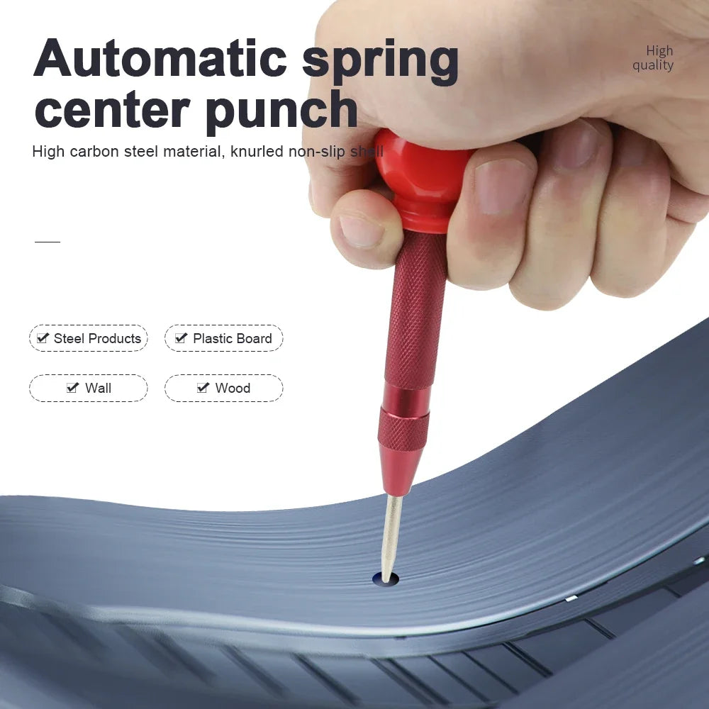NINDEJIN Automatic Center Punch 1pc Spring Loaded Hole Center Punch Wood Metal Hole Marking Adjustable Impact Puncher - KiwisLove