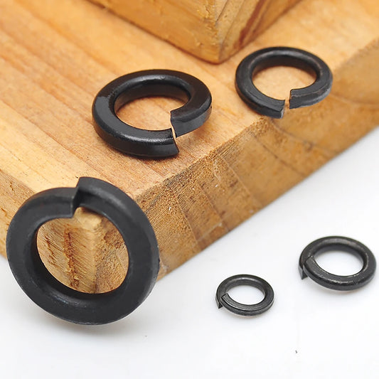 NINDEJIN 2-100pcs Spring Lock Washers Carbon steel Elastic Gasket M3 M4 M5 M6 M8 M10 M12 M16 M20 M24 M27 M30 Black Spring Washer - KiwisLove