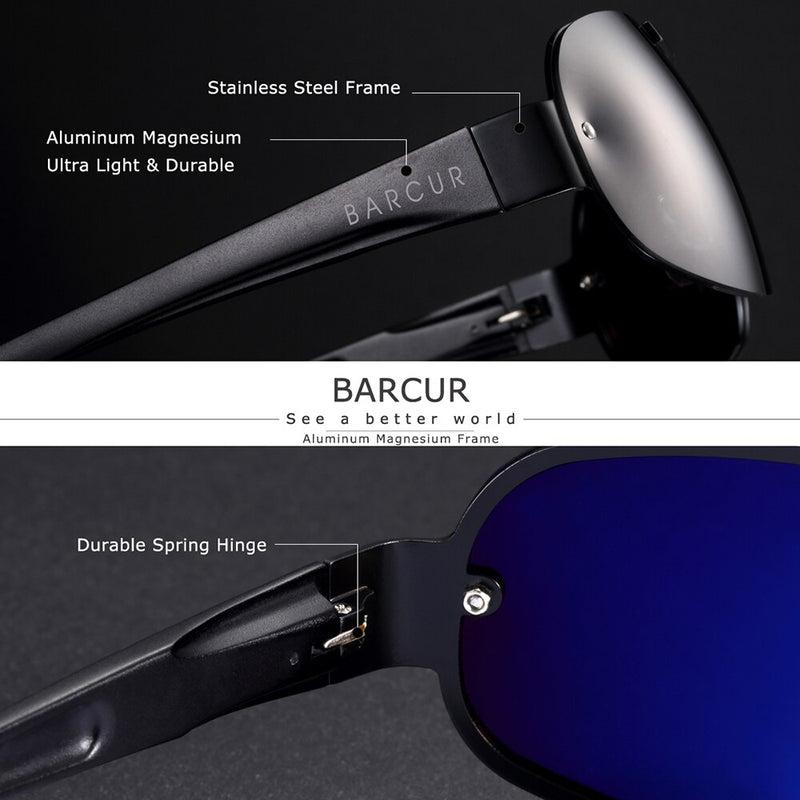 BARCUR Aluminum Magnesium Men's Sunglasses Pilot Driving Narrow Polarized Lens Man Sun Glass Women Gafas De Sol Shades - KiwisLove