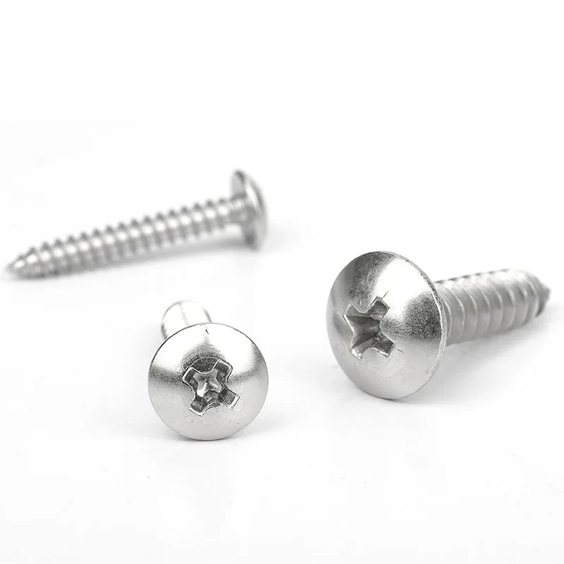 NINDEJIN Cross Truss Head Self Tapping Screws M2.6 M3 M3.5 M4 M5 M6 Nickel Plated Phillips Mushroom Head Tapping Wood Screw