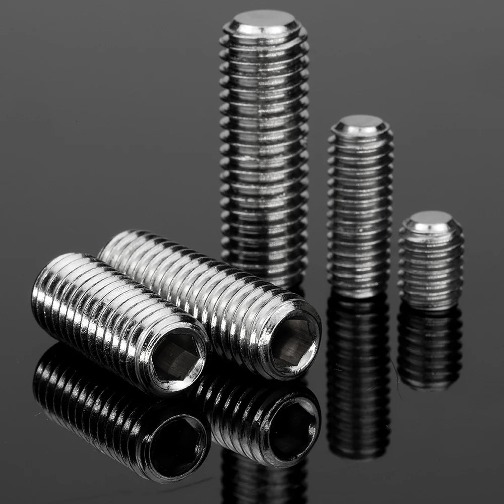 2-50pcs Hex Socket Set Screw Flat Point Grub Screw M2 M2.5 M3 M4 M5 M6 M8 M10 M12 Stainless Steel Hexagon Headless Set Screw