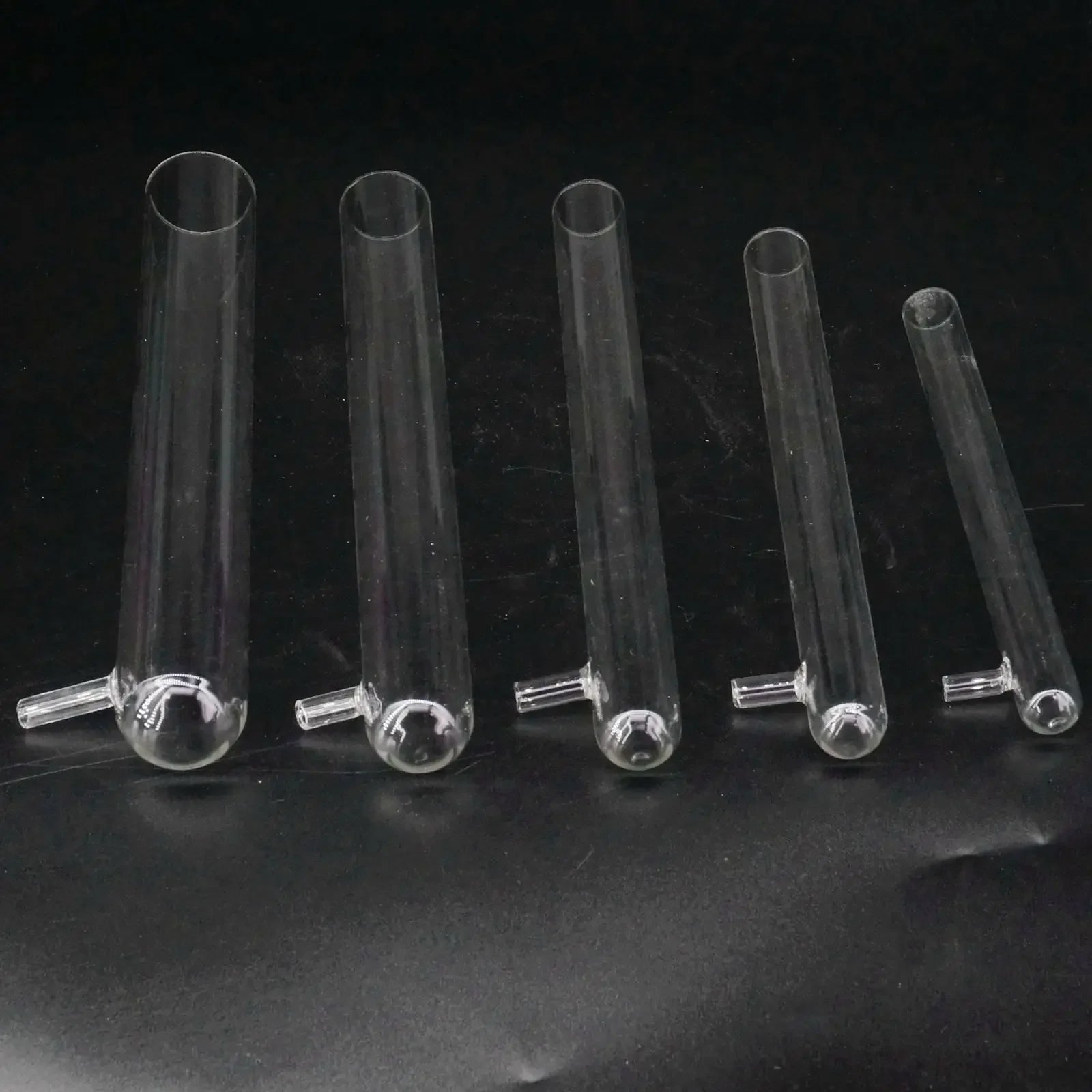 Lot5 15x100/15x150/18x180/20x200/25x200/30x200/30x300/40x200/40x300mm Glass Test Filter Tube with Vacuum Bottom Side Arm Lab - KiwisLove