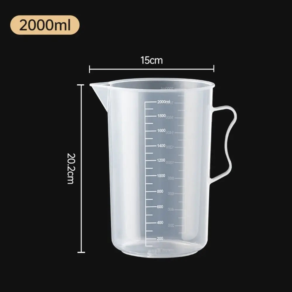 1PC Clear Graduated Measuring Cup Scale Plastic Transparent Mixing Cup Large Capacity With Lid Laboratory Beaker Kitchen Baking - KiwisLove