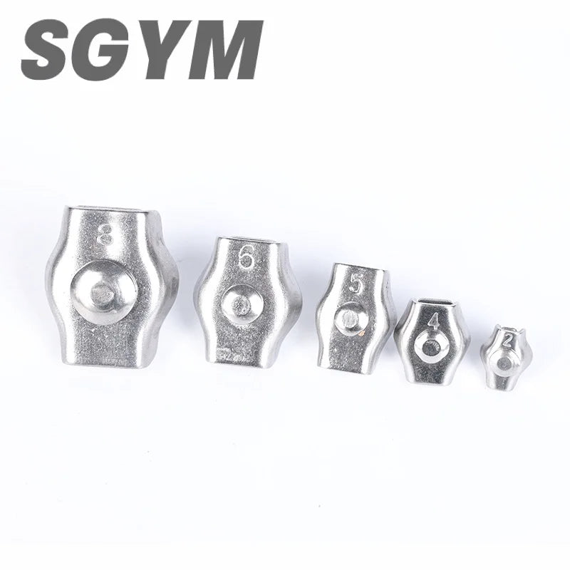 5/12 pcs M2 M3 M4 M5 M6 M8 304Stainless Steel Simplex/Double Post Bolt Clip Wire Rope Cable Clamp Caliper Rope Simple Grip