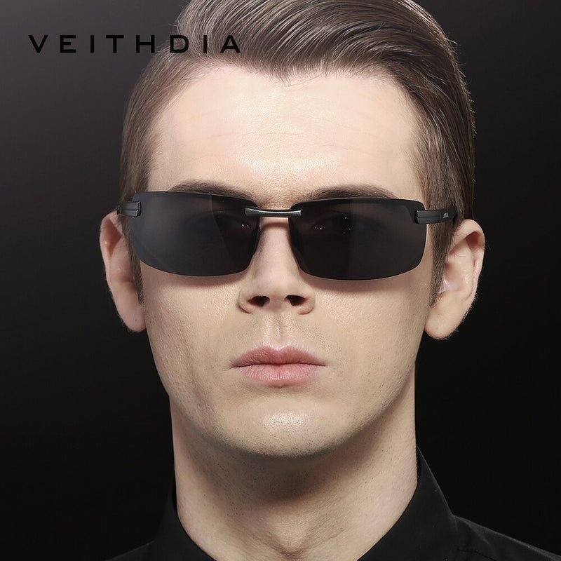 VEITHDIA Sunglasses Men Polarized UV400 Lens Rectangle Rimless Sport Driving Fishing Sun Glasses Al-Mg Eyewear For Male 6510 - KiwisLove