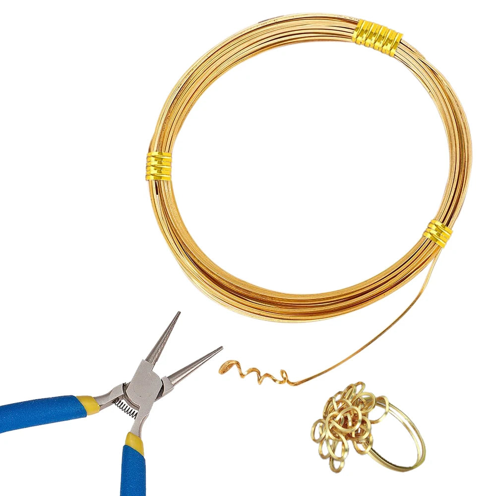 1PCS Length 6 meters Square Coppers Wire Diameter 0.6mm,0.8mm,1.0mm Half Hard Yellow Brass Wire for Jewelry Beading Craft Work