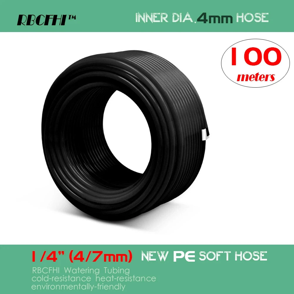 10-100m 1/4'' PE Tubing Water Pipe Low Pressure Misting System Hose ID 4mm OD 6.35mm 4/7mm Garden Irrigation Agriculture Tube