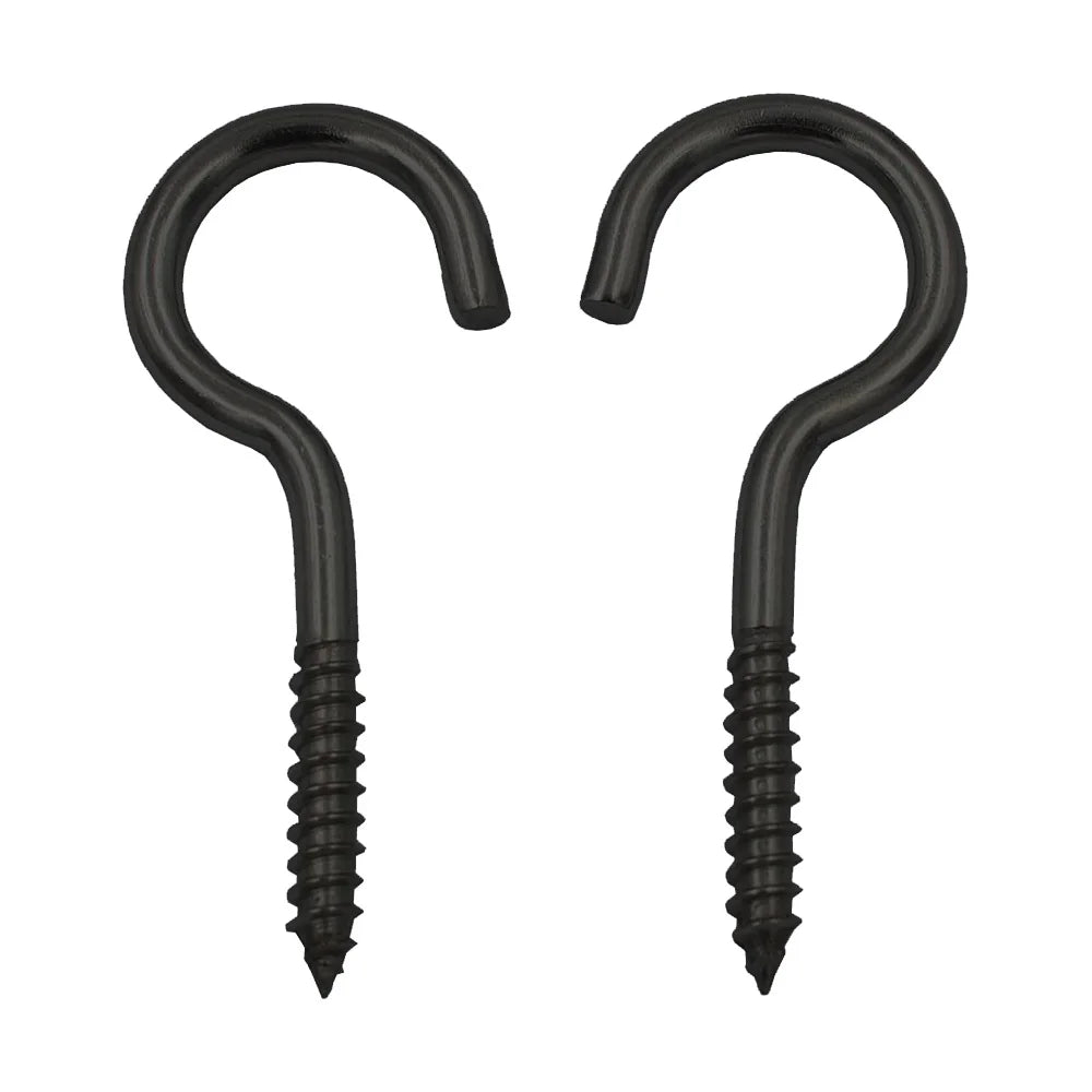 NINDEJIN 5-50pcs Screw Hooks Ceiling Cup Hook Black Zinc Plating Steel 1#-16# Screw Eyes for Hanging Lights Plant Hanger - KiwisLove