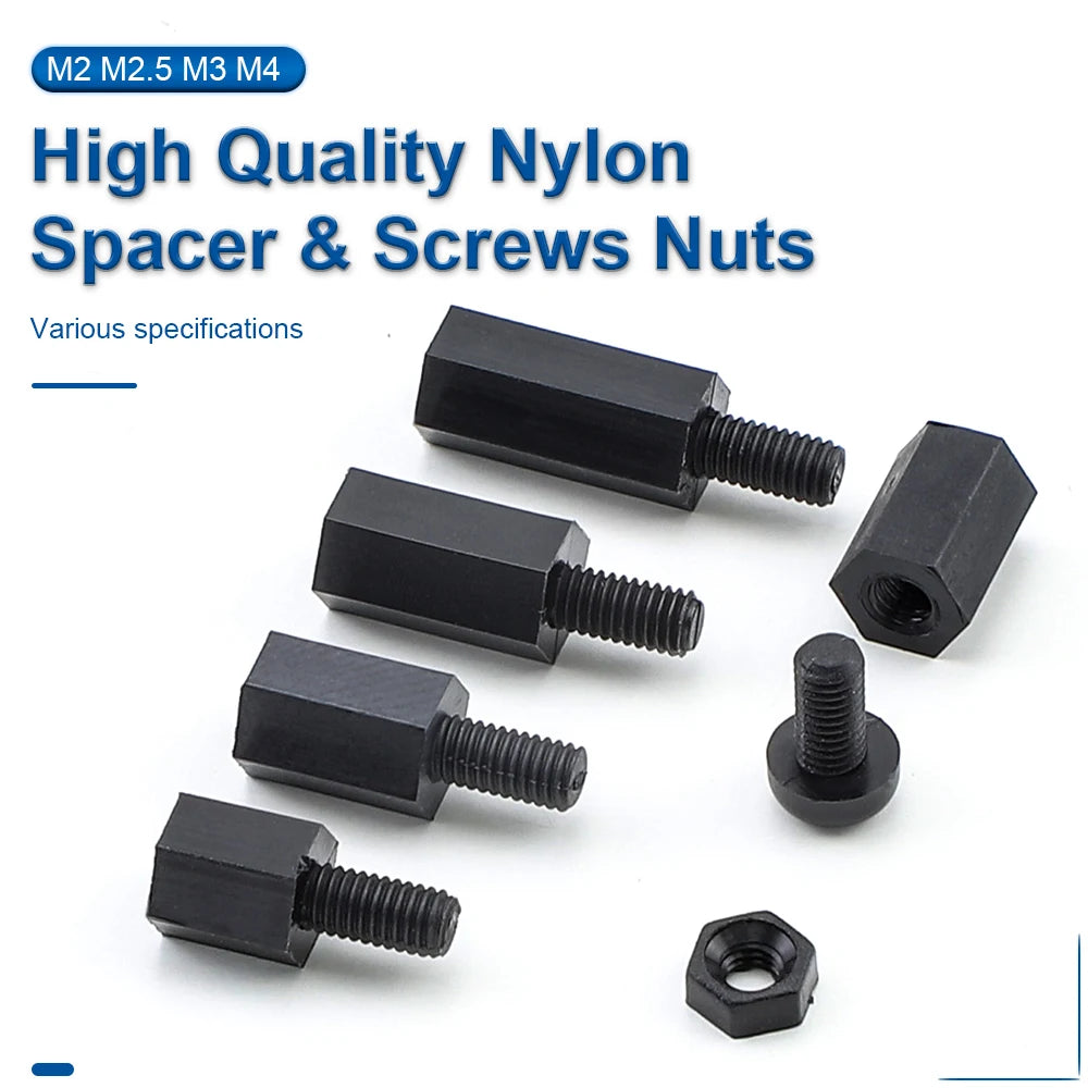 Male Female Nylon Hex Standoff Assortment Kit with Plastic Screws Nuts M2 M2.5 M3 M4 Insulation Plastic Standoff Spacer Set