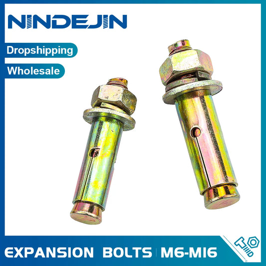 NINDEJIN Heavy Duty Expansion Bolt Anchor Yellow Zinc Plated Fix Bolts M6 M8 M10 M12 M14 M16 Sleeve Anchor for Concrete