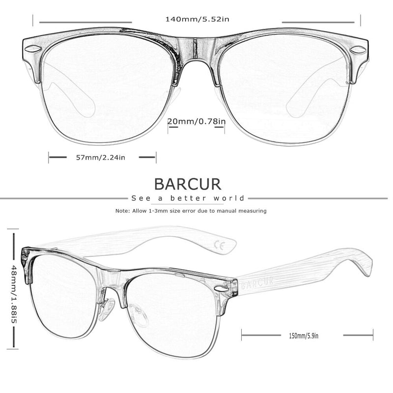BARCUR Polarized Ebony Black Sunglasses Zebra Natural Wooden Sun glasses for Men Driving Fishing Women Eyewear Accessory Oculos - KiwisLove