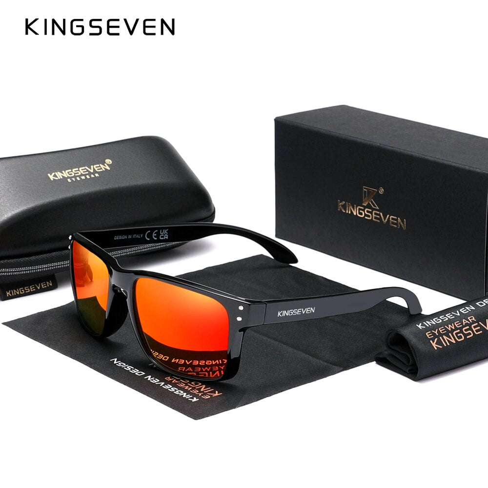 Genuine KINGSEVEN Brand Square Retro TR90 Polarized Sunglasses Women Men Carbon Fiber Pattern Design Outdoor Sports Eyewear - KiwisLove