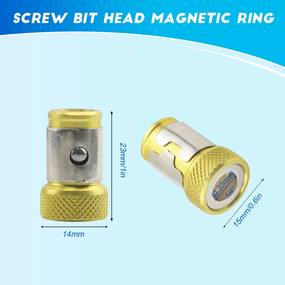 Magnetic Screw Ring Metal Bit Strong Magnetizer Ring Screw Magnetic Holders for 1/4 Inch/ 6.35 mm Screwdriver Powerful Bits - KiwisLove