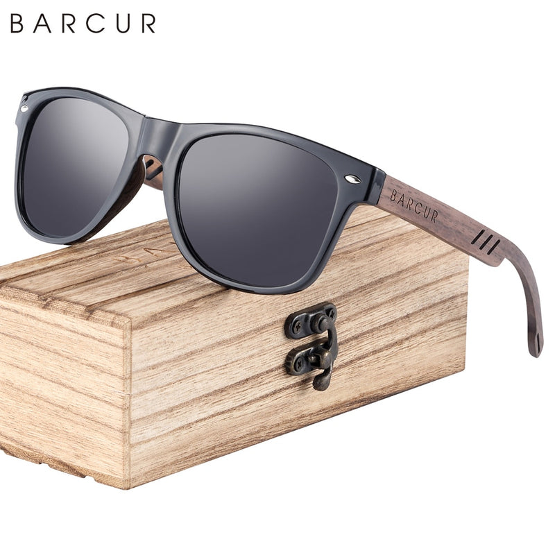 BARCUR Natural Woode Sunglasses for Men Polarized ECO-Friend Sun Glasses Man Eyeglasses UVA&B Protection Light Weight Sun Shades - KiwisLove
