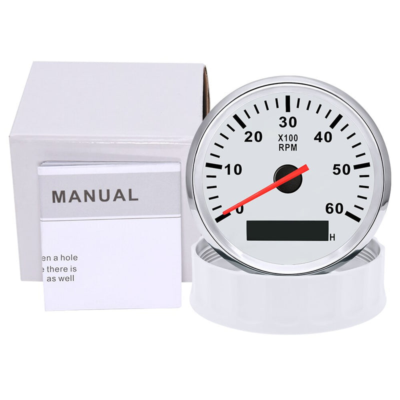 12V/24V 85mm Marine Tacho Meter Gauge LCD Digital Hourmeter Boat Tachometer 3000~8000RPM Toerenteller Hour Meter RPM Sensor - KiwisLove