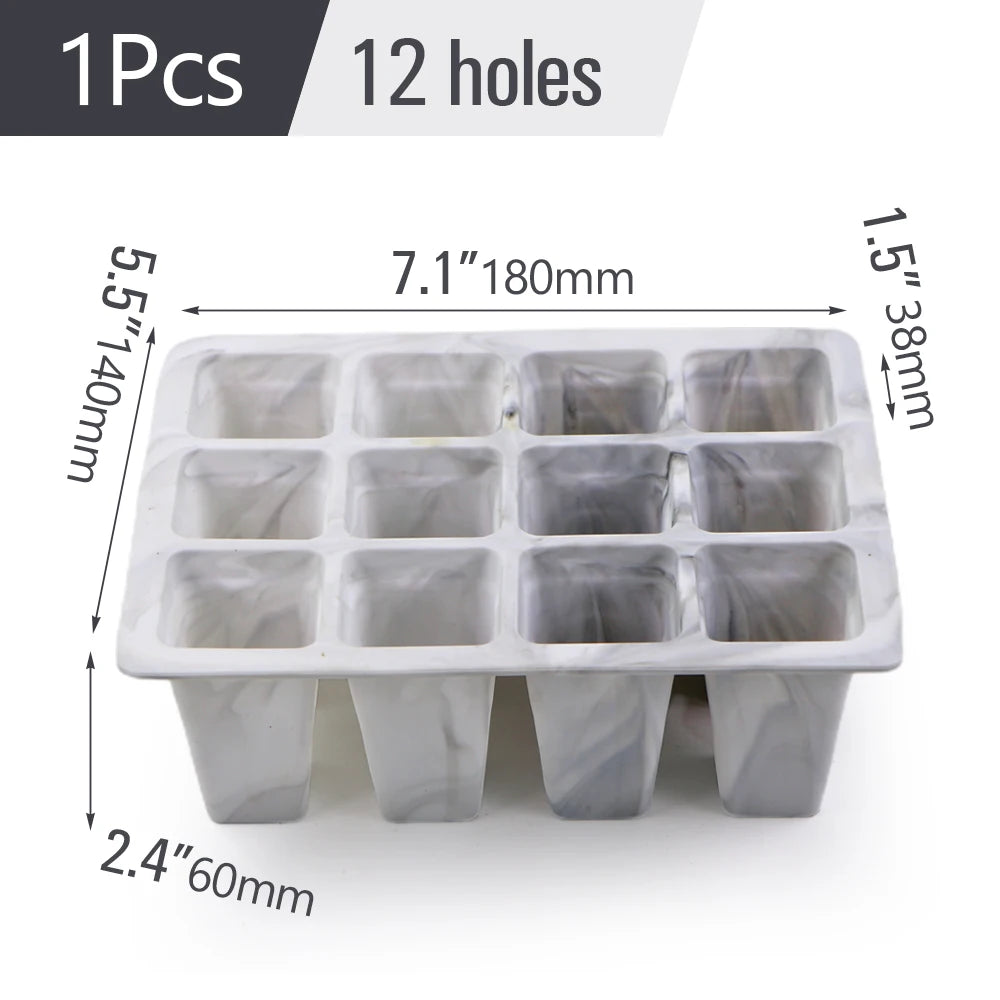 1pc Silicone 12 Cell Seed Starting Tray Seedling Germination Container Indoor Garden Nursery Pots Reusable Propagation  Grow Box