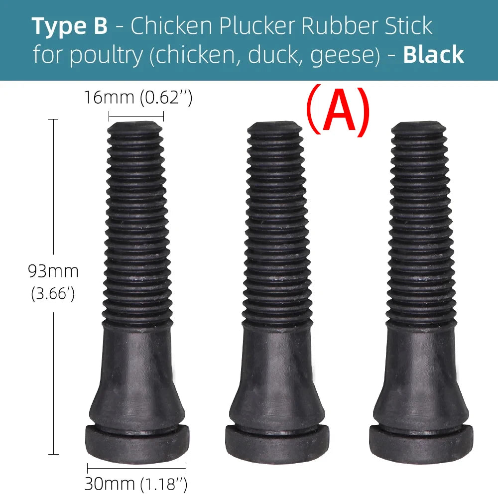 20PCS 5-Type Chicken Plucker Heavy Duty Fingers Poultry Duck Plucking Hair Removal Stick Natual Rubber Replacement for Geese