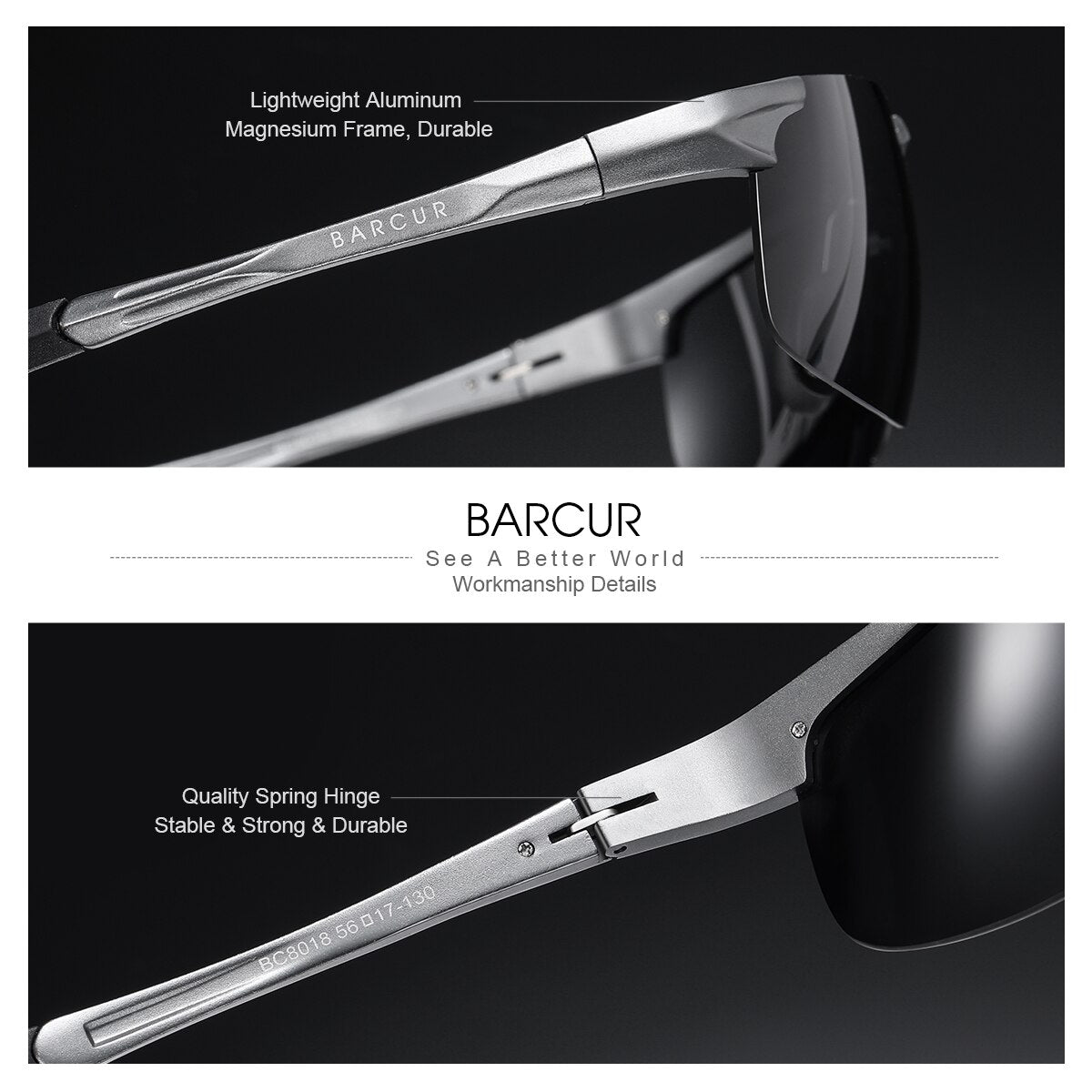 BARCUR Aluminum Sports Sunglasses Men Ultra Light Sun Glasses for Women Polarized Anti-Reflective Eyewear Accessory - KiwisLove