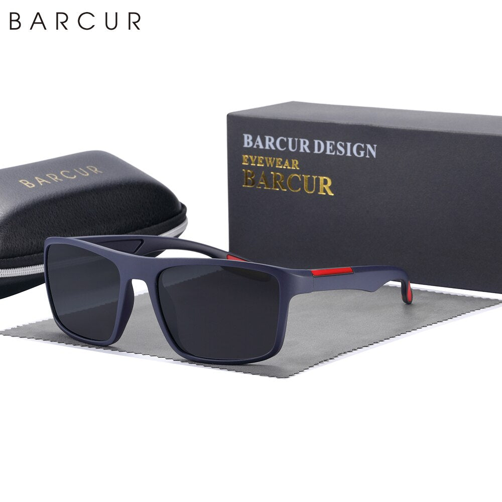 BARCUR TR90 Mens Sunglasses Polarized Ultralight Sports Sun Glasses For Women Square Eyewear UV400 Protection Eyewear Oculos - KiwisLove