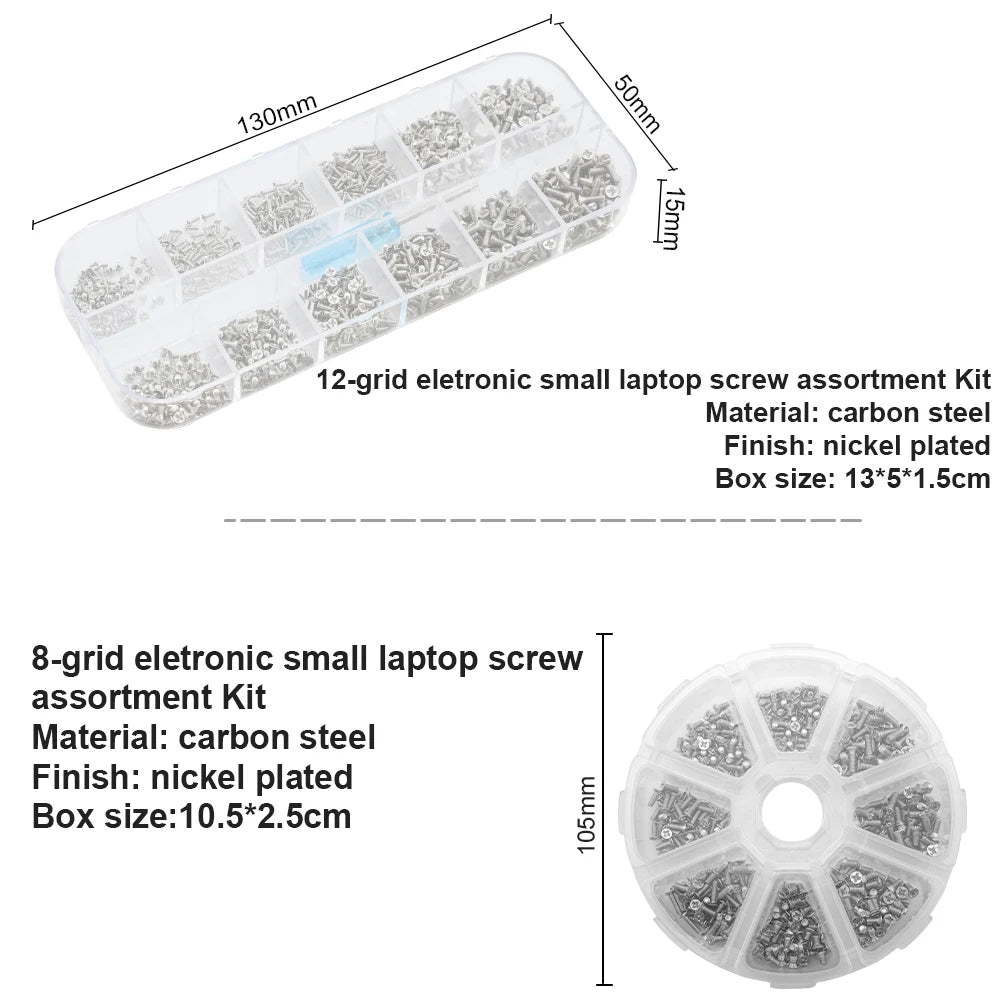NINDEJIN Cross Mini Laptop Computer Screw Kit Nickel Plated M1 M1.2 M1.4 M1.7 M2 M2.5 Phillips Small Electronic Screw Set