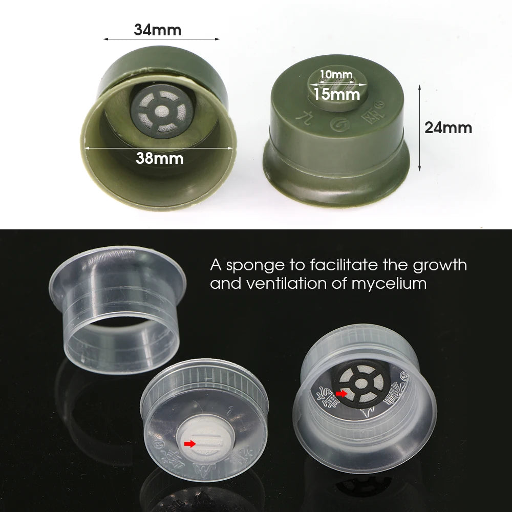 20/50pcs Mushroom Spawn Grow Bag Filter Cover Sealable Double Sleeve Lock Ring Cap for Agaric Spawn Culture Planting  Pouch Tool