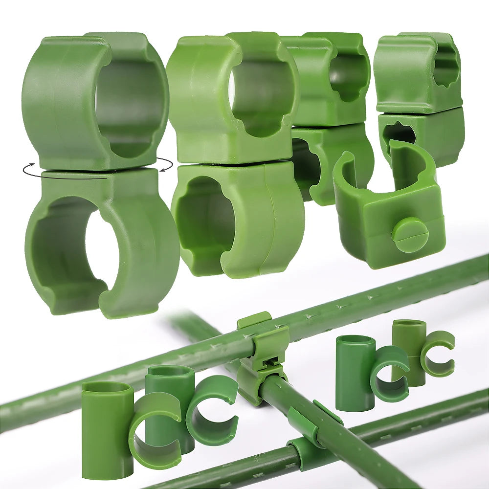 15pcs Green 8/11/16/20mm Garden Cross Clip Plastic Fastener Plant Support Connecter Clamp Rod Adjustable or Fixed Buckle Trellis