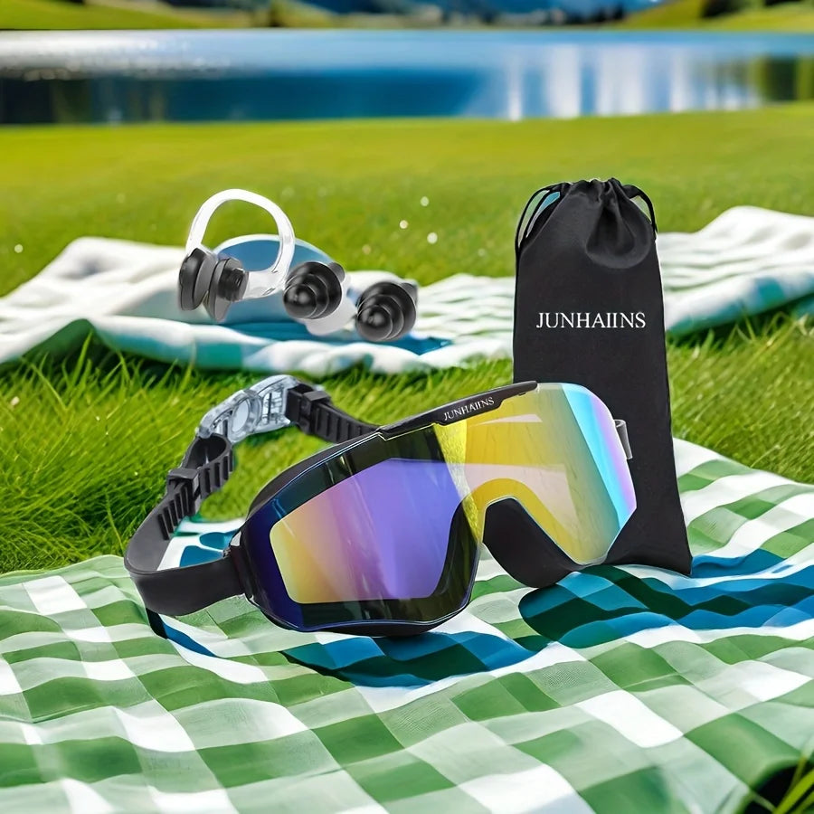 New Electroplated HD Swimming Goggles Large Frame Water Glasses For Adults Silicone Strap PC Buceo Spearfishing Accessories