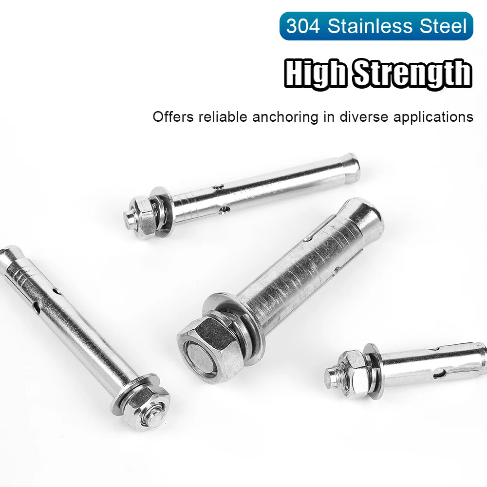 NINDEJIN External Hex Expansion Bolt M6 M8 M10 M12 M14 M16 304 Stainless Steel Expansion Screw Bolts Sleeve Anchor for Concrete