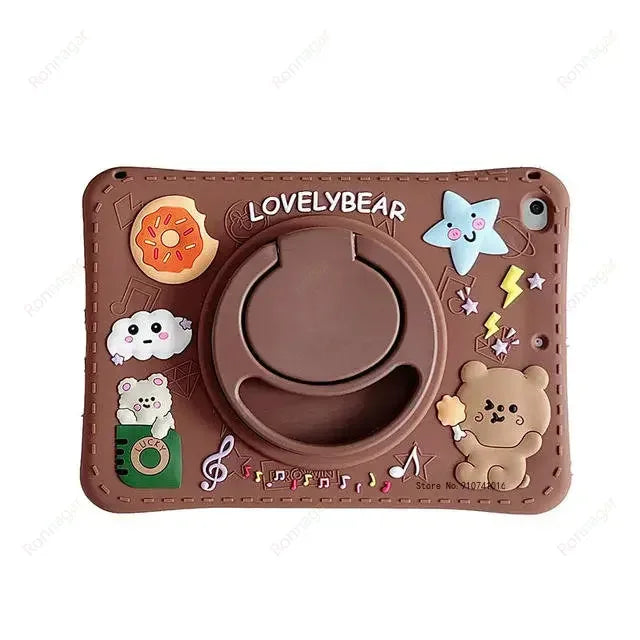 3D Cute Rainbow Bear Case for iPad A16 Air 11 inch 2025 2024 Air 5th 4th Gen 10.9 10th Gen 10.2'' 10.5'' iPad 5/6/7/8/9th Mini 7