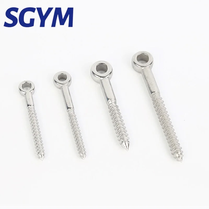 M4/M5/M6/M8/M10 316 Stainless Steel Eye Shape Screws Wood Terminal Ring Eyelet Hooks Self Tapping Wire Rope Accessories