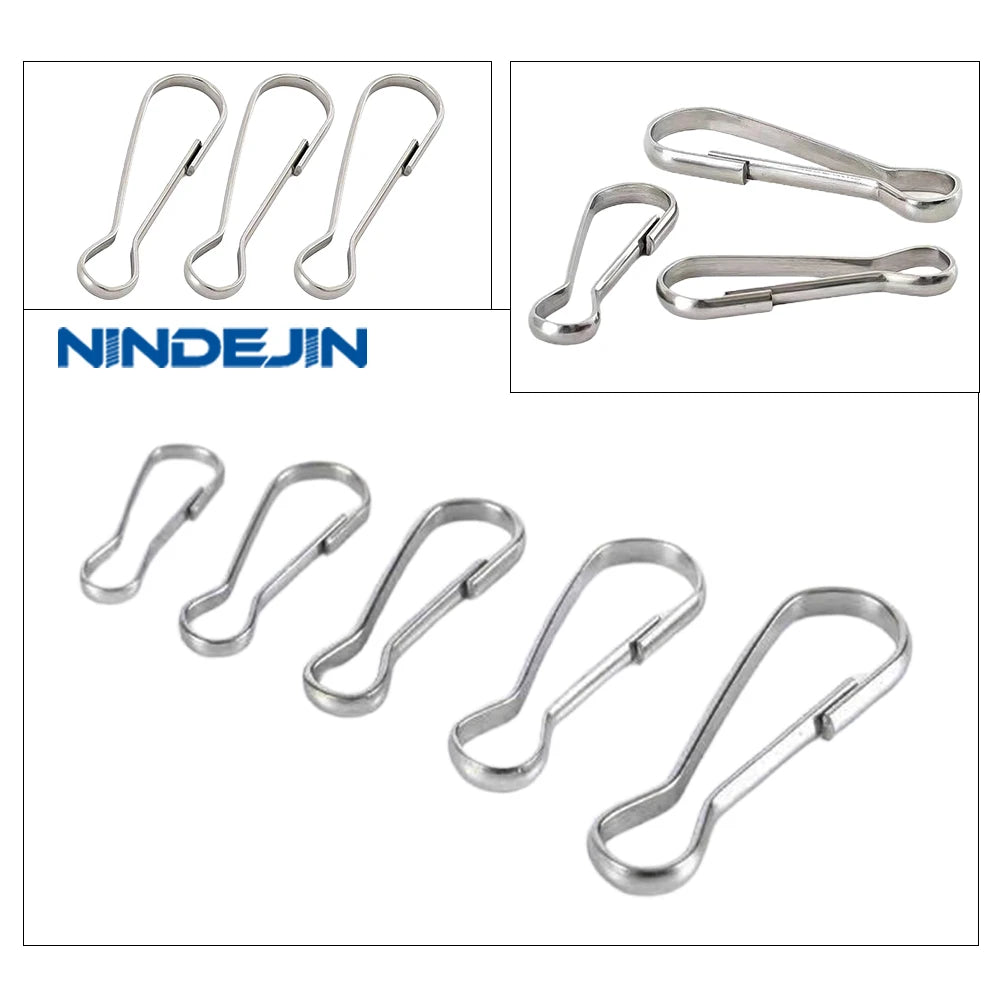 10/20pcs Stainless Steel Snap Spring Clip Hooks Rings Buckle Metal Spring Hooks for Key Chain Lanyards Zipper Hanging DIY - KiwisLove