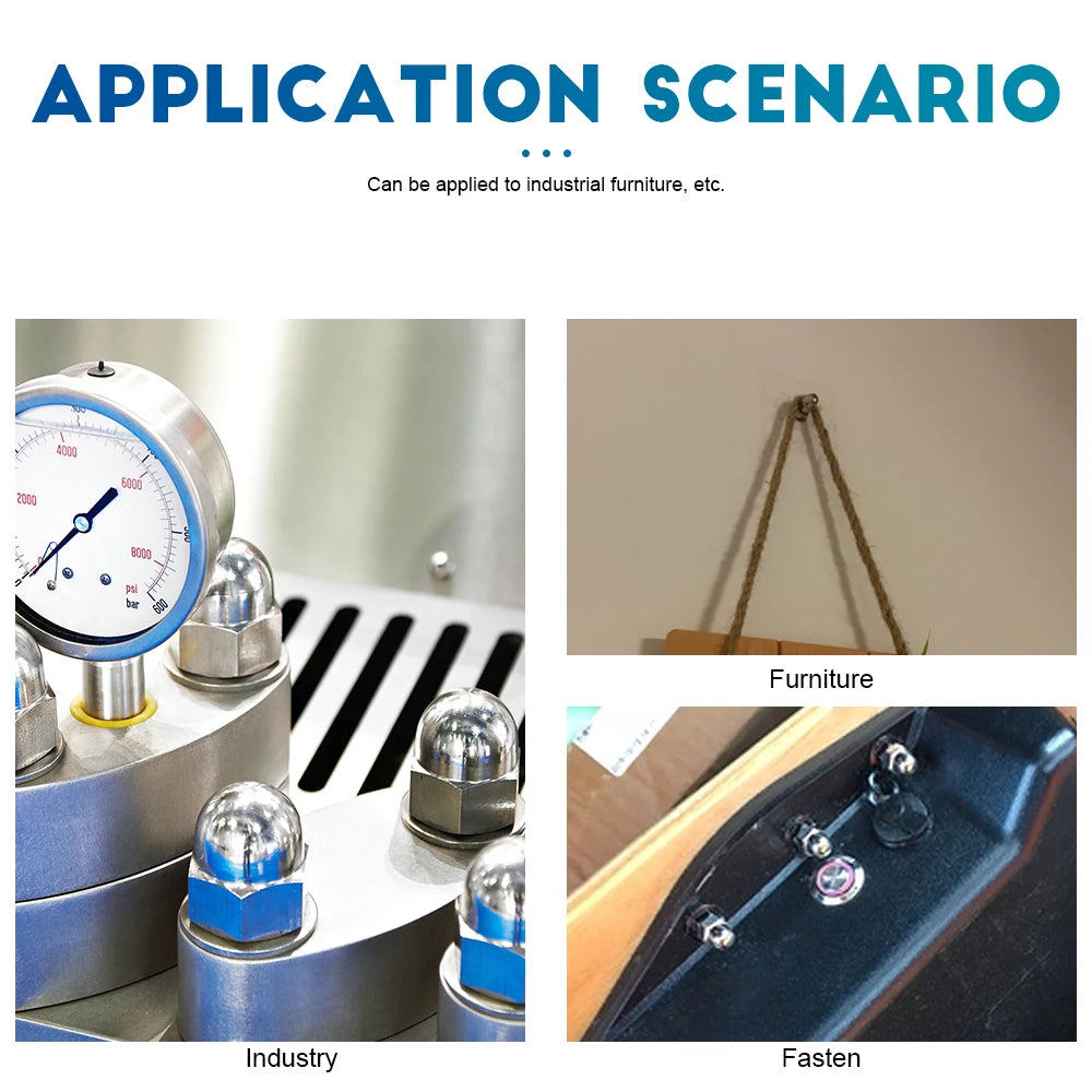 NINDEJIN 190pcs Acorn Nut Kit M3 M4 M5 M6 M8 M10 M12 Stainless Steel Hexagon Dome Cap Nut Set Blind Nut Assortment Kit