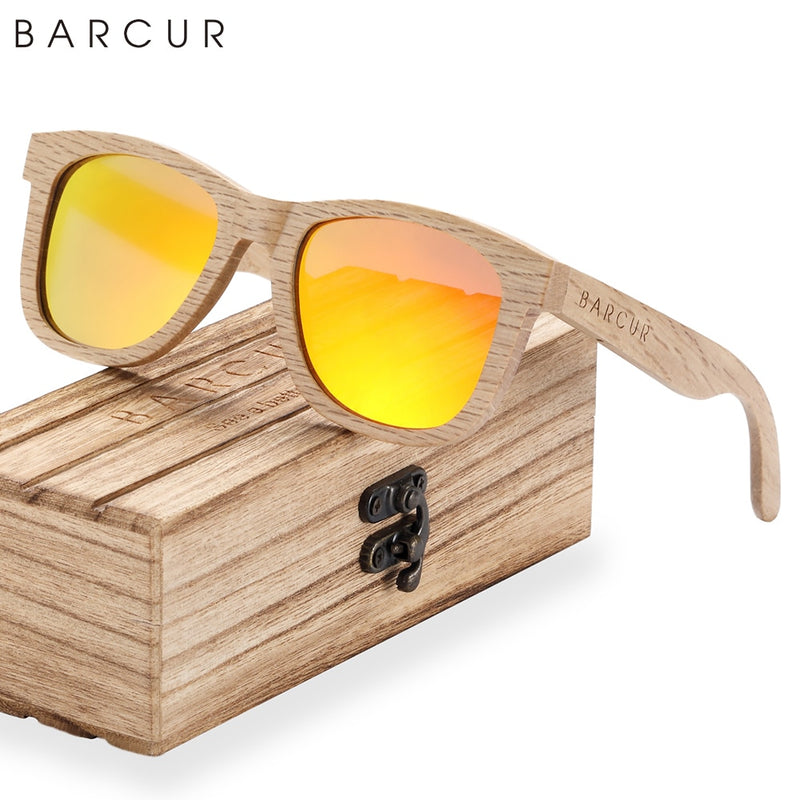 BARCUR Natural Wooden Sunglasses for Men Polarized Sunglasses Wood oculos de sol feminino frete gratis - KiwisLove