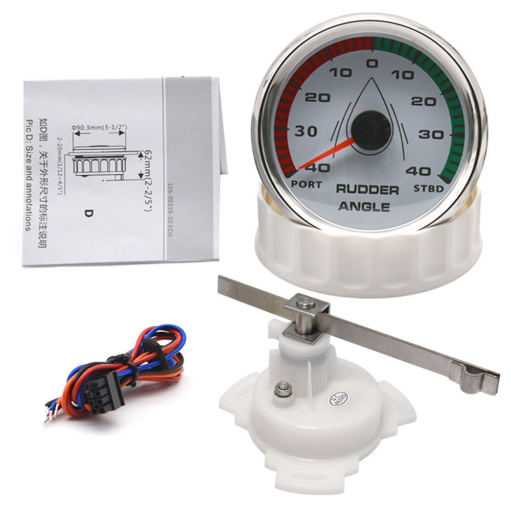 Waterproof 85mm Boat Rudder Angle Indicator 0-190 ohm With Rudder Angle Sensor Kit Rudder Angle Gauge 8 Colors Backlight 12V 24V - KiwisLove