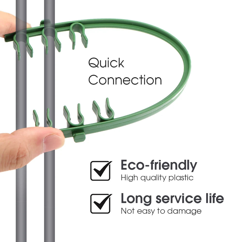 10PCS Durable 8/11/16mm Plant Support Pole Gardens Splice Frame Green Plastic Indoor Balcony Outdoor Climbing Vines Multilayer