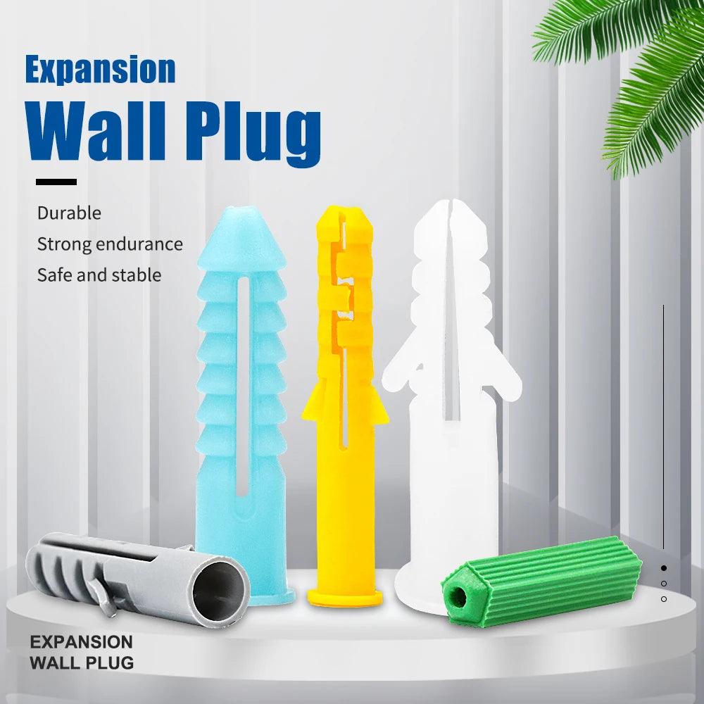 NINDEJIN 20-100pcs Plastic Expansion Anchors Drywall Anchors M6 M8 M10 Plastic Anchor Wall Plugs for Screw