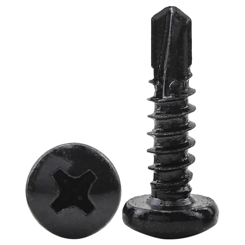 20/30pcs Phillips Round Head Self Drilling Screw Black Zinc Stainless Steel M4.2 M4.8 #8 Pan Head Tapping Screw for Sheet Metal