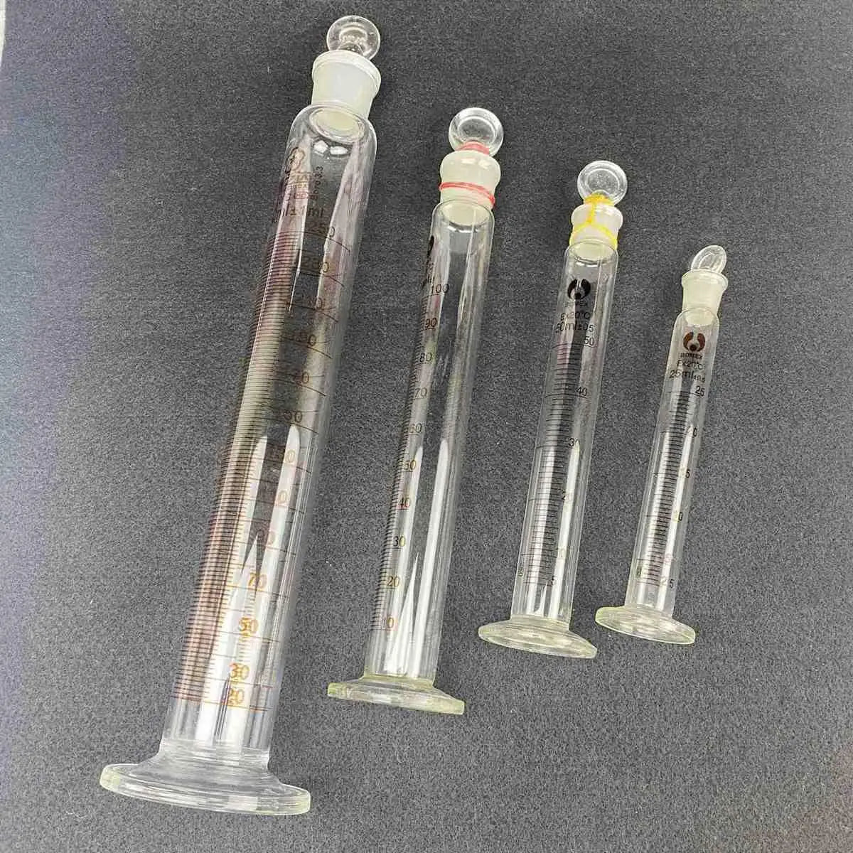 5/10/25/50/100ml Glass Measuring Cylinder With Plug Stopper Graduated Lab Laboratory - KiwisLove